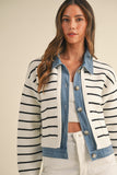 Alla Striped Denim Cardigan