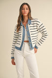 Alla Striped Denim Cardigan