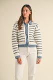 Alla Striped Denim Cardigan