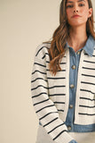 Alla Striped Denim Cardigan