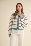 Alla Striped Denim Cardigan