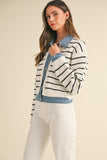 Alla Striped Denim Cardigan