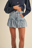 Chichi Denim Bubble Hem Skirt