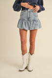 Chichi Denim Bubble Hem Skirt