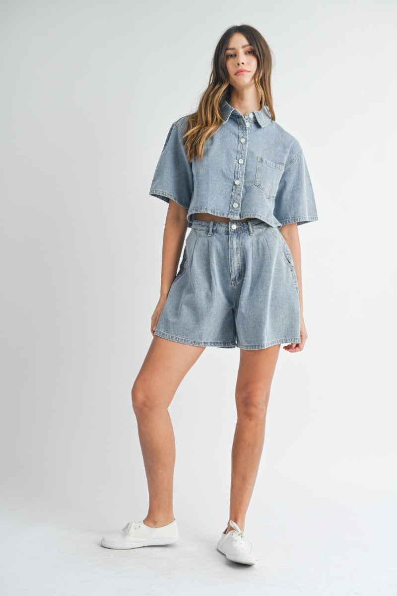 Nina Denim Short Sleeve Set