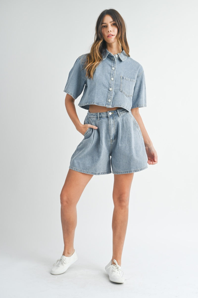 Nina Denim Short Sleeve Set