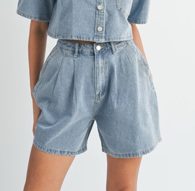 Nina Denim Short Sleeve Set