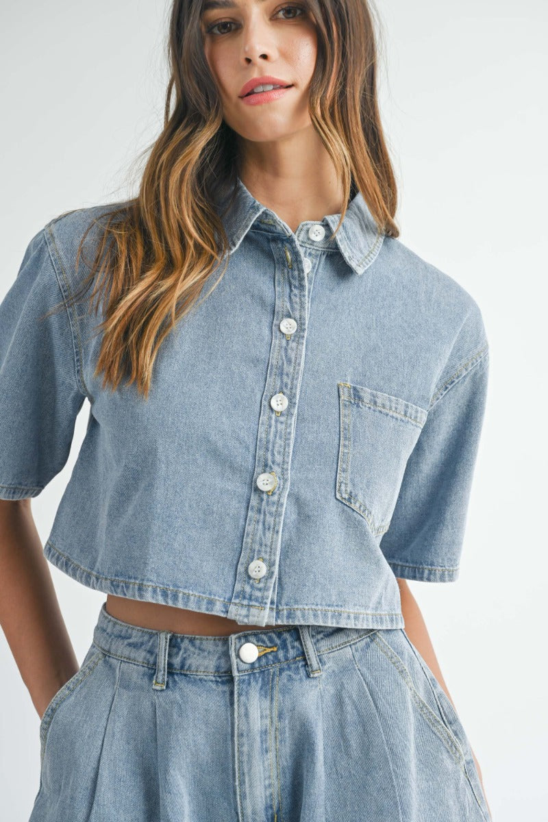 Nina Denim Short Sleeve Set