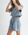 Nina Denim Short Sleeve Set