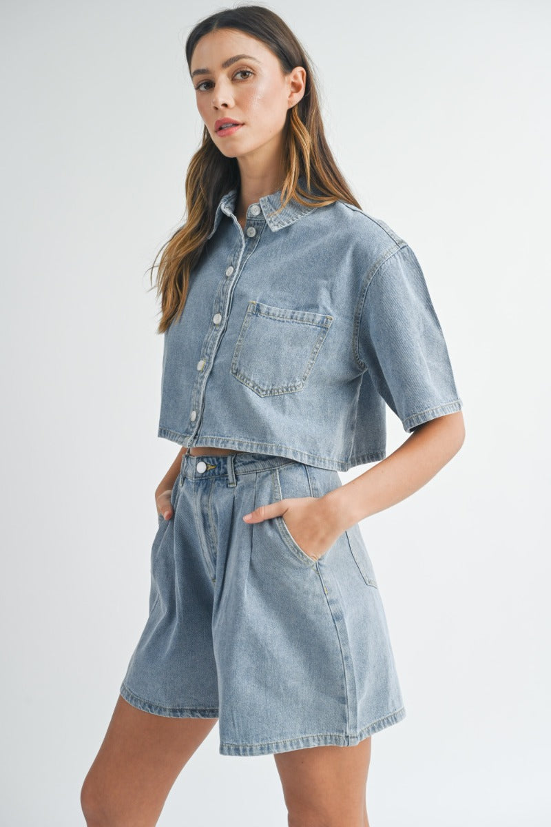 Nina Denim Short Sleeve Set