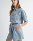 Nina Denim Short Sleeve Set