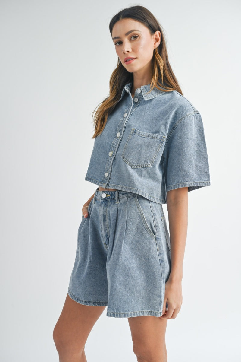 Nina Denim Short Sleeve Set