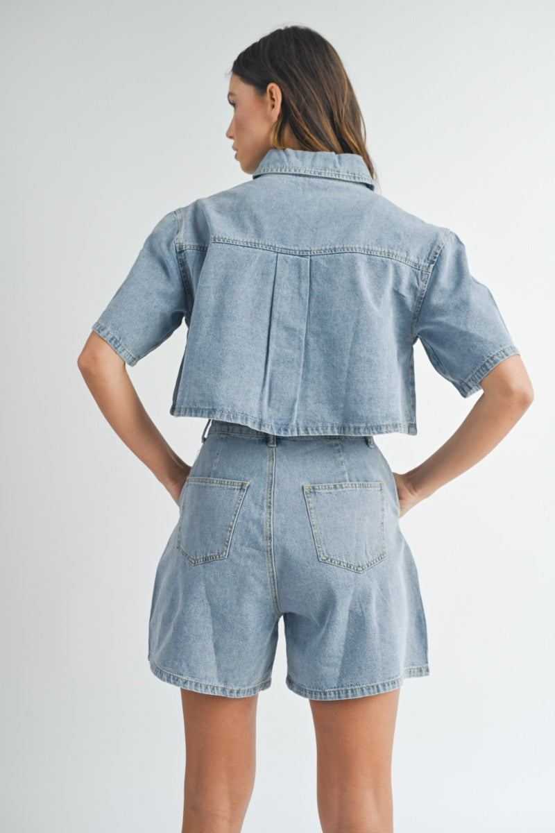 Nina Denim Short Sleeve Set