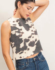 Talia Cow Print Top