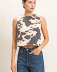 Talia Cow Print Top