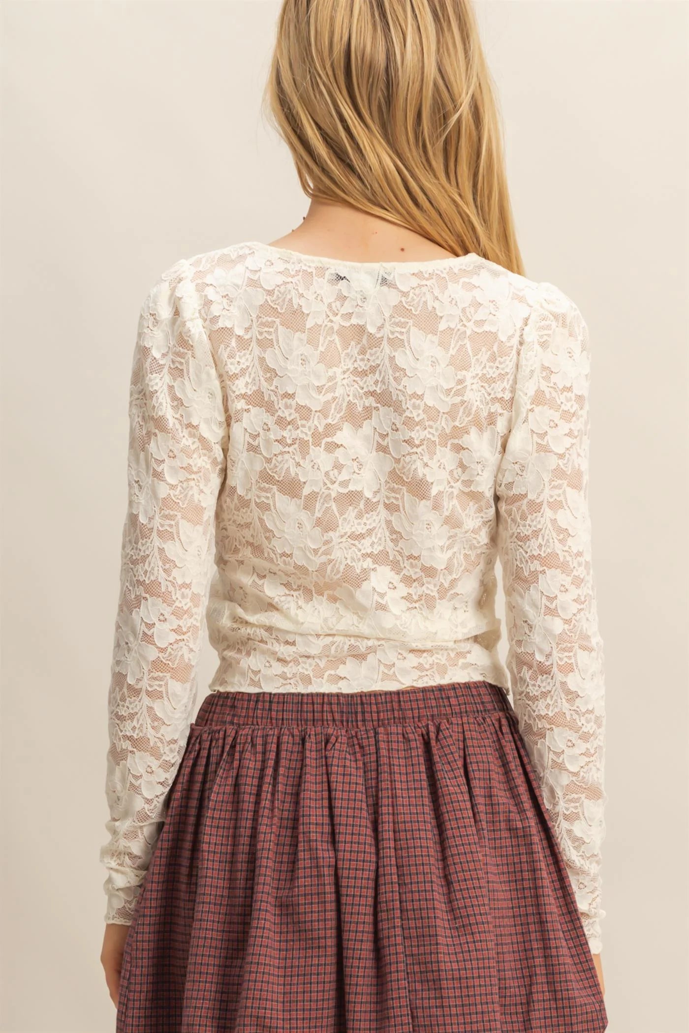 Ribbon Detail Lace Top