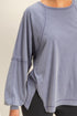 Lila Washed Oversized Long Sleeve Top With Slit - sanitystyle