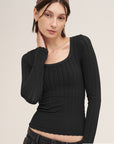 Paisley Striped Pointelle Long Sleeve