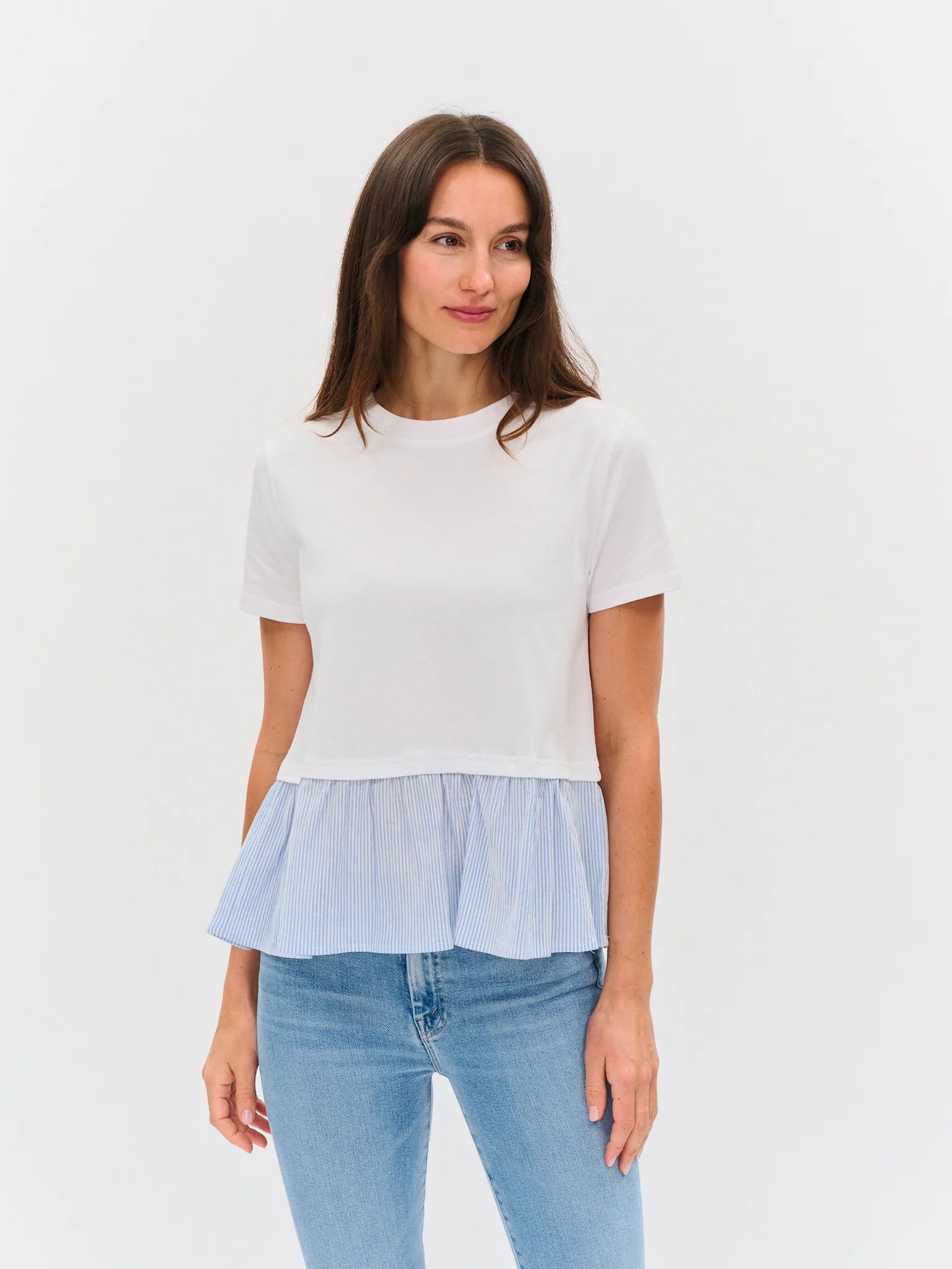 Ravello Mix Media Poplin Tee