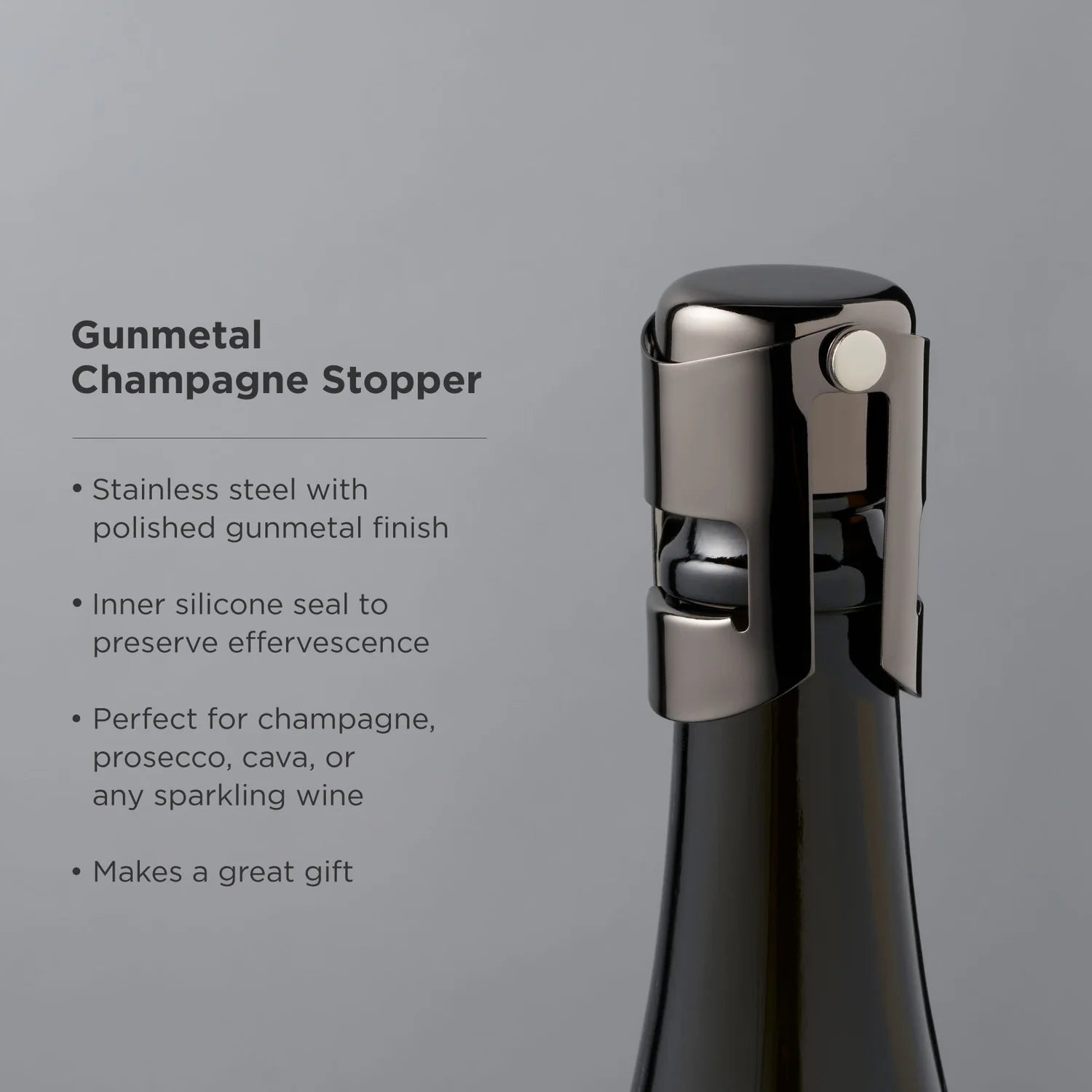 Gunmetal Champagne Stopper - Thumbnail 3