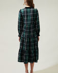 Sweet Beyond Long Sleeve Plaid Midi Dress