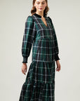 Sweet Beyond Long Sleeve Plaid Midi Dress