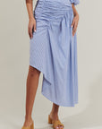 Sammy Striped Belen Ruched Midi Skirt