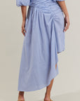 Sammy Striped Belen Ruched Midi Skirt