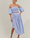 Sammy Striped Belen Ruched Midi Skirt