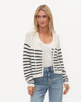 Annalora Striped Button Up Hooded Cardigan