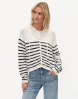 Annalora Striped Button Up Hooded Cardigan