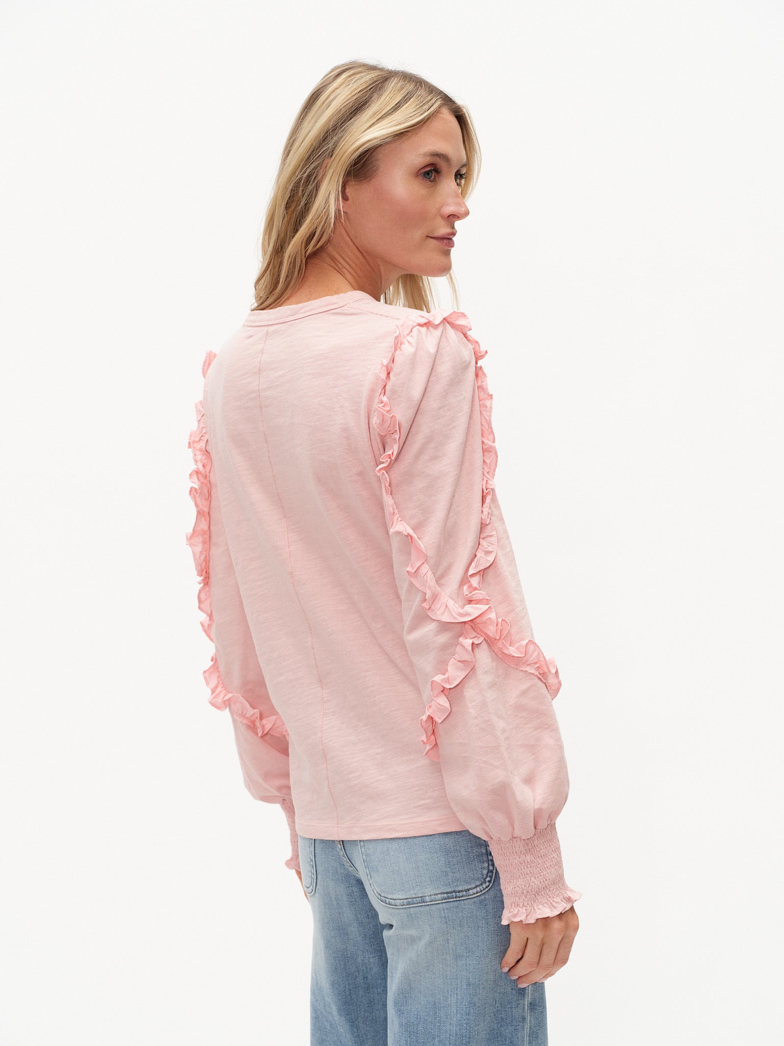 Millie Ruffle Top- Rose Quartz