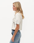 Monroe Short Sleeve Collared Jacket- White - sanitystyle