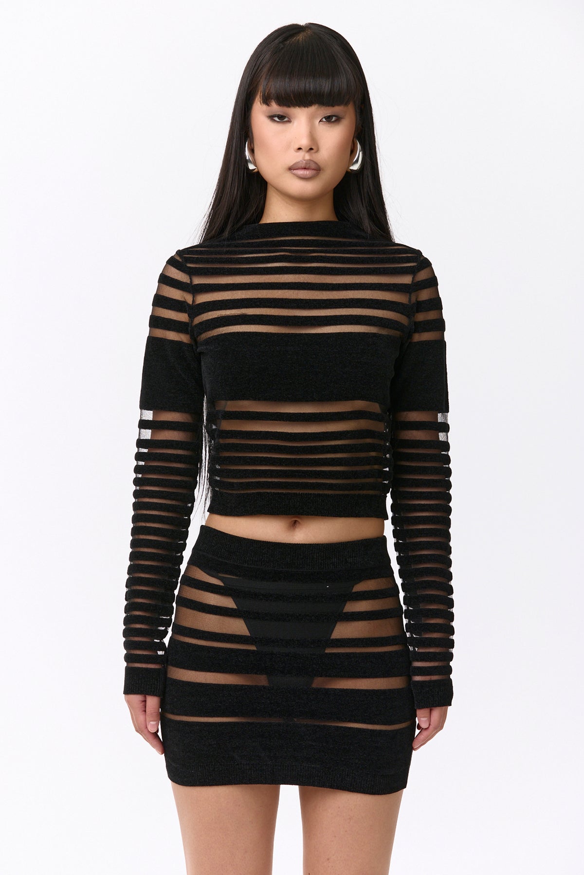 Knit Stripe Sheer Top