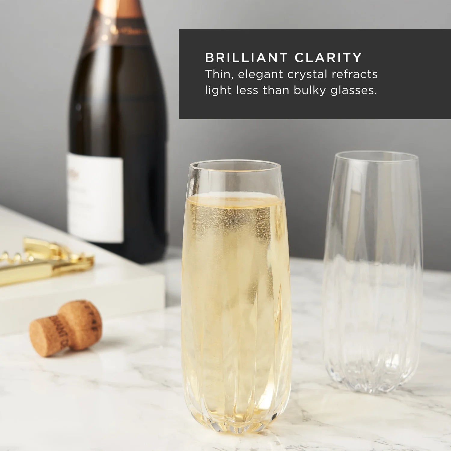 Raye Crystal Stemless Champagne Flutes - Thumbnail 3