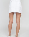 Ronnie Distressed White Denim Skirt