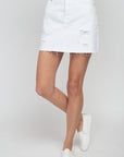 Ronnie Distressed White Denim Skirt