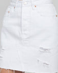 Ronnie Distressed White Denim Skirt