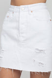 Ronnie Distressed White Denim Skirt