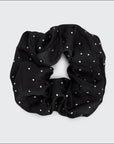 Satin Rhinestone Brunch Scrunchie - Black