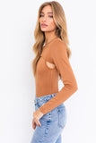 Pammie Double Layered Bodysuit in Camel