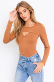 Pammie Double Layered Bodysuit in Camel