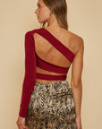 Brooke Cutout One Shoulder Top in Burgundy