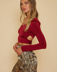 Brooke Cutout One Shoulder Top in Burgundy