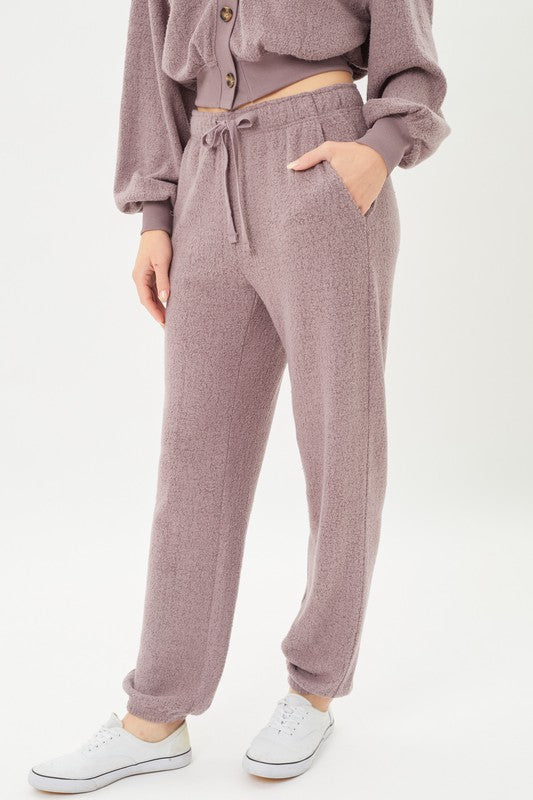 Celi Fleece Jersey Joggers in Smoked Lavender