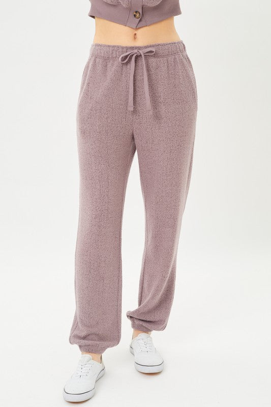 Celi Fleece Jersey Joggers in Smoked Lavender