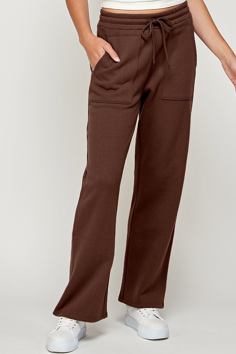 Anne Wide Leg Sweatpant in Chocolate FLASH SALE