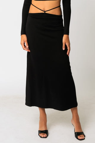 Jacie Strappy Midi Skirt in Black