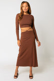 Jacie Strappy Midi Skirt in Brown