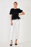 Anne Tulle Puff Sleeve Top